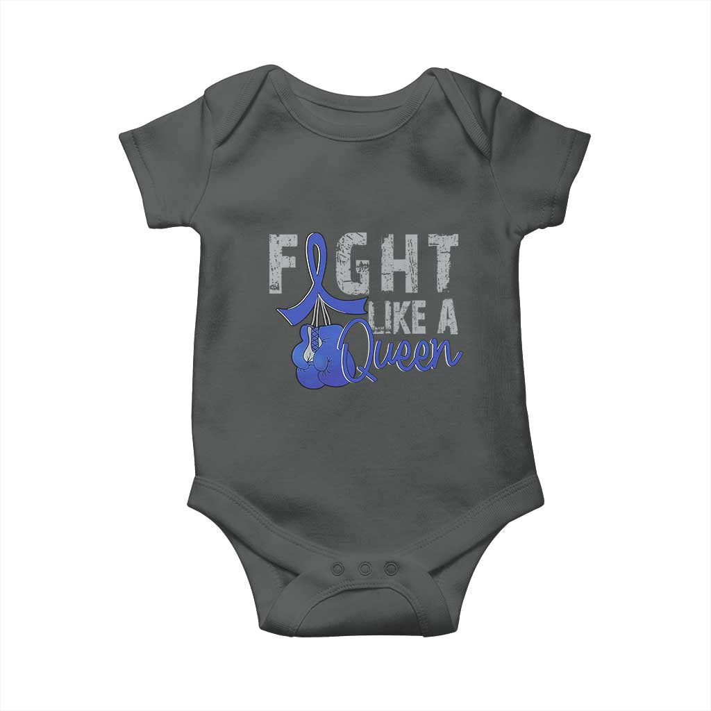 Fight Like A Queen Baby Onesie Blue Ribbon Colon Cancer Awareness