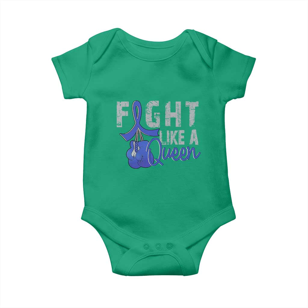 Fight Like A Queen Baby Onesie Blue Ribbon Colon Cancer Awareness
