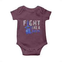 Fight Like A Queen Baby Onesie Blue Ribbon Colon Cancer Awareness