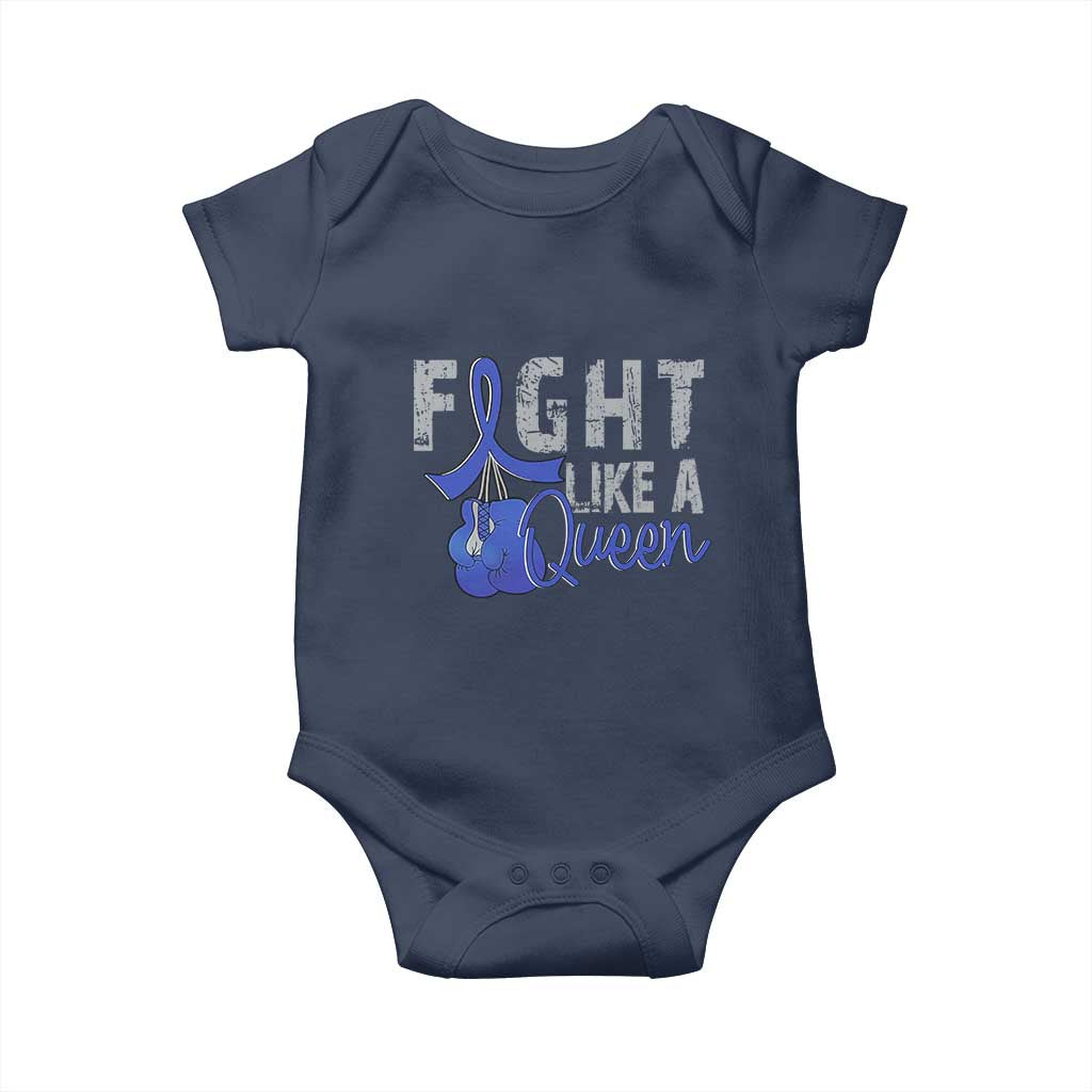 Fight Like A Queen Baby Onesie Blue Ribbon Colon Cancer Awareness