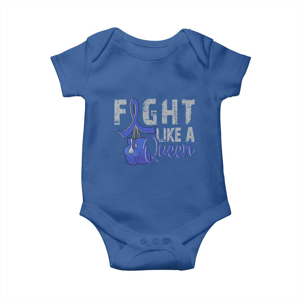 Fight Like A Queen Baby Onesie Blue Ribbon Colon Cancer Awareness