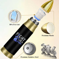 Fight Like A Queen Bullet Tumbler Blue Ribbon Colon Cancer Awareness