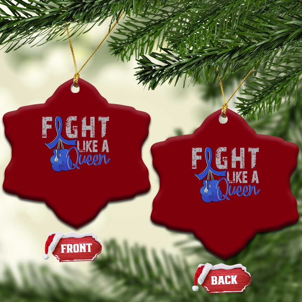 Fight Like A Queen Ceramic Ornament Blue Ribbon Colon Cancer Awareness