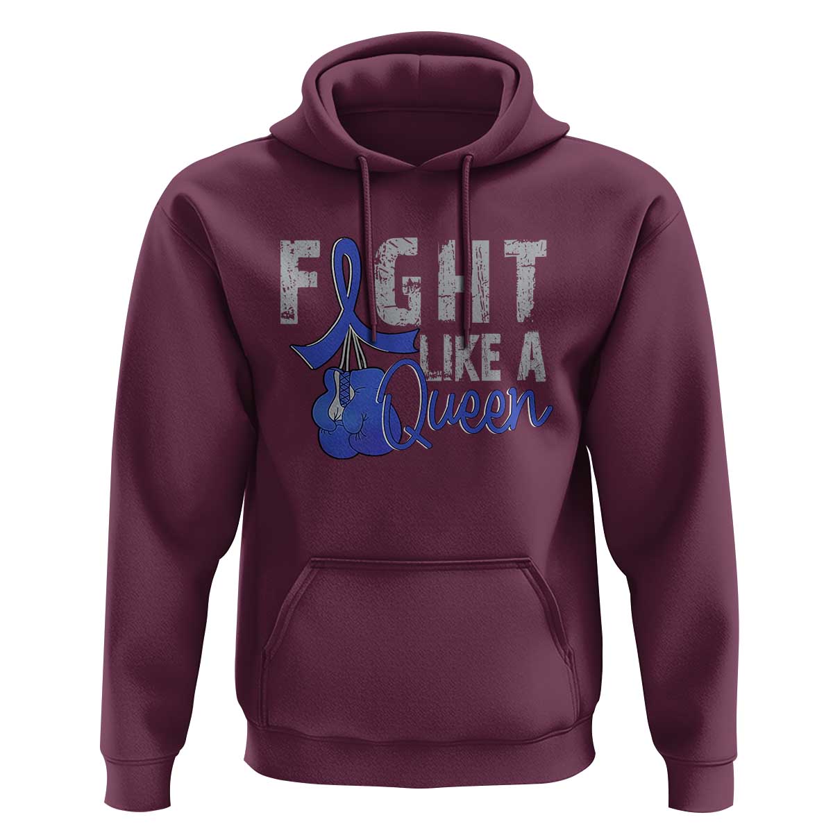 Fight Like A Queen Hoodie Blue Ribbon Colon Cancer Awareness