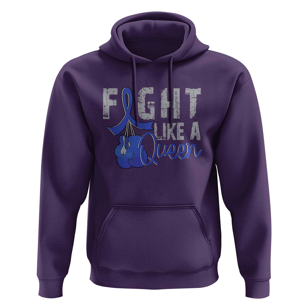 Fight Like A Queen Hoodie Blue Ribbon Colon Cancer Awareness