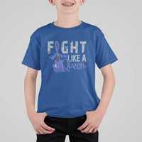 Fight Like A Queen T Shirt For Kid Blue Ribbon Colon Cancer Awareness