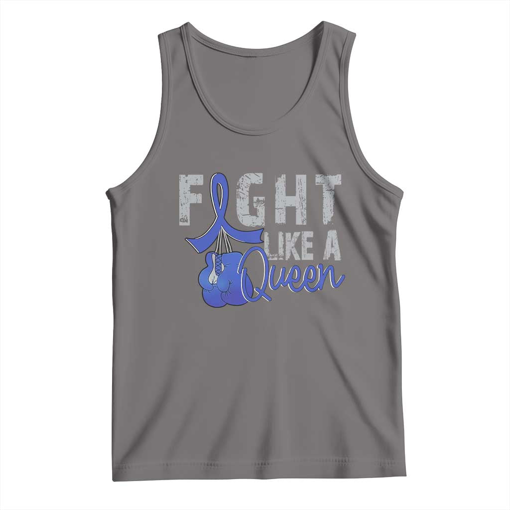 Fight Like A Queen Tank Top Blue Ribbon Colon Cancer Awareness