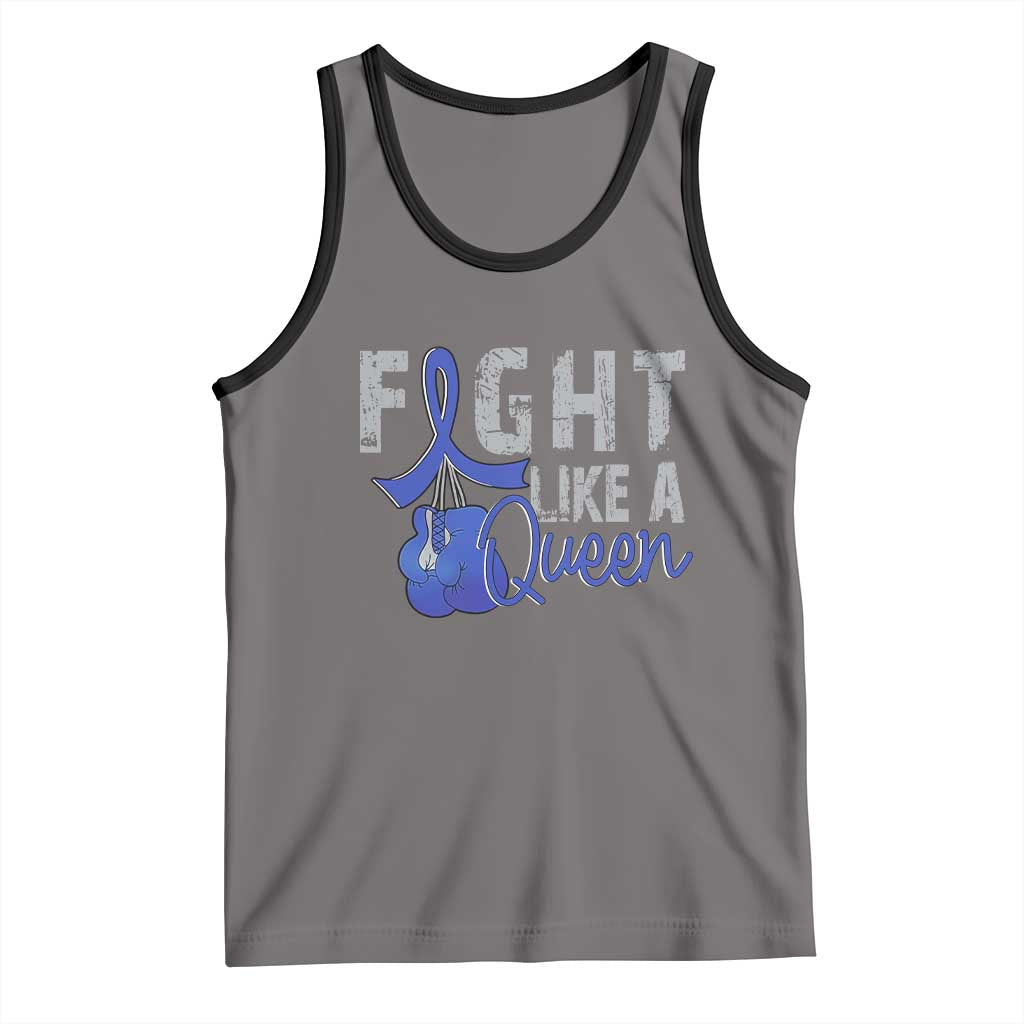 Fight Like A Queen Tank Top Blue Ribbon Colon Cancer Awareness