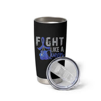 Fight Like A Queen Tumbler Cup Blue Ribbon Colon Cancer Awareness