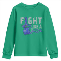 Fight Like A Queen Youth Sweatshirt Blue Ribbon Colon Cancer Awareness