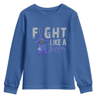 Fight Like A Queen Youth Sweatshirt Blue Ribbon Colon Cancer Awareness