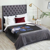 Black Women Fight Colon Cancer Blue Ribbon Throw Blanket African American Girls