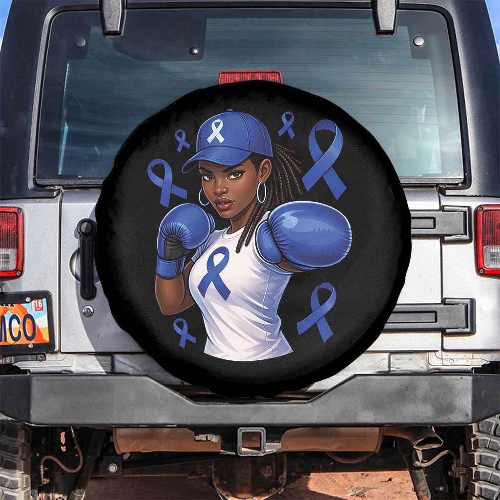 Black Women Fight Colon Cancer Blue Ribbon Spare Tire Cover African American Girls
