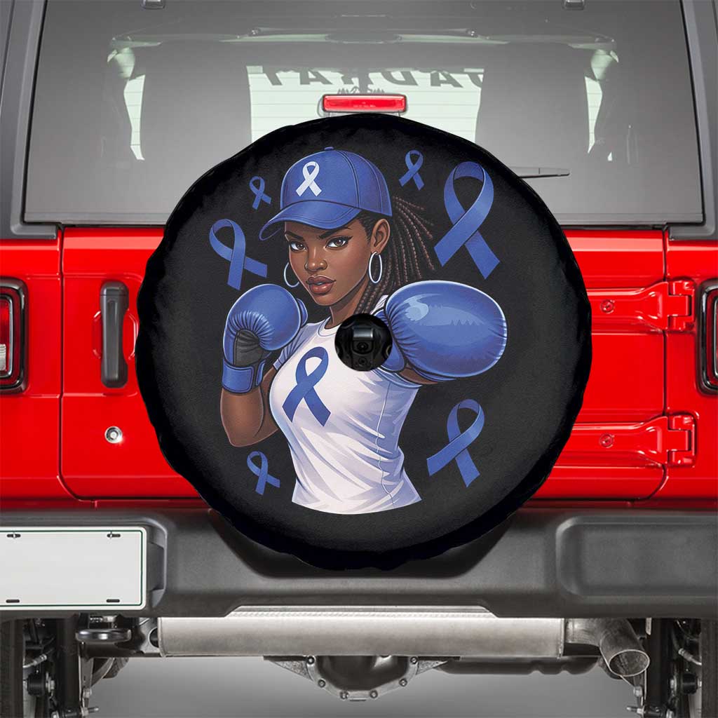 Black Women Fight Colon Cancer Blue Ribbon Spare Tire Cover African American Girls
