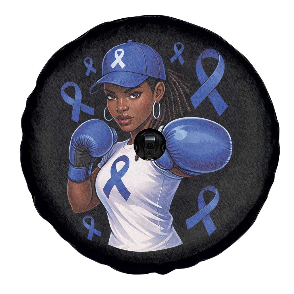 Black Women Fight Colon Cancer Blue Ribbon Spare Tire Cover African American Girls