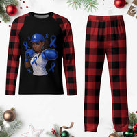 Black Women Fight Colon Cancer Blue Ribbon Plaid Pajama Set African American Girls