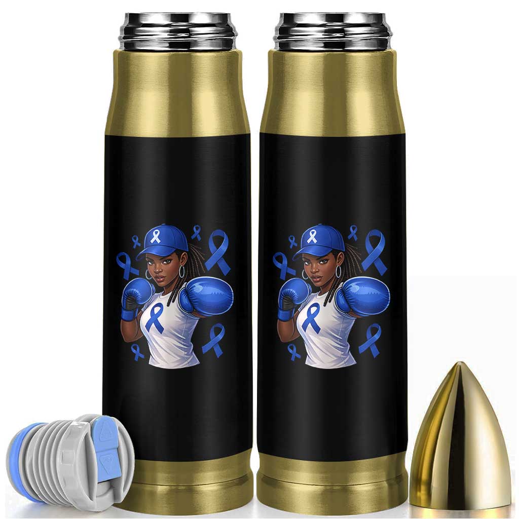 Black Women Fight Colon Cancer Blue Ribbon Bullet Tumbler African American Girls