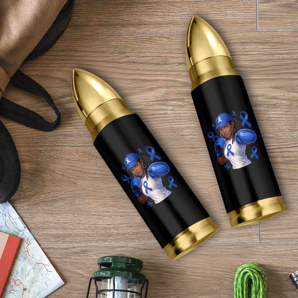 Black Women Fight Colon Cancer Blue Ribbon Bullet Tumbler African American Girls
