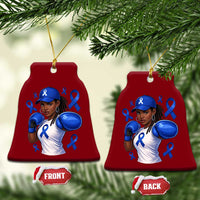 Black Women Fight Colon Cancer Blue Ribbon Ceramic Ornament African American Girls