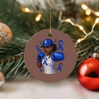 Black Women Fight Colon Cancer Blue Ribbon Ceramic Ornament African American Girls