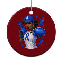 Black Women Fight Colon Cancer Blue Ribbon Ceramic Ornament African American Girls