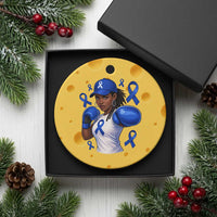 Black Women Fight Colon Cancer Blue Ribbon Ceramic Ornament African American Girls