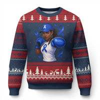 Black Women Fight Colon Cancer Blue Ribbon Ugly Christmas Sweater African American Girls