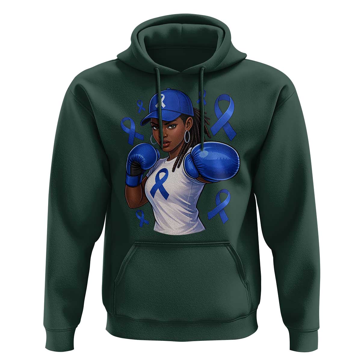 Black Women Fight Colon Cancer Blue Ribbon Hoodie African American Girls