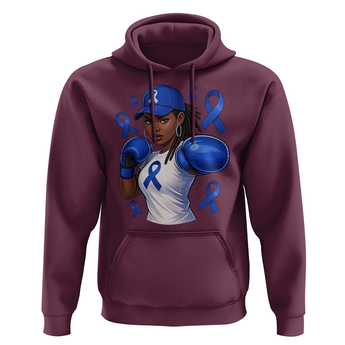 Black Women Fight Colon Cancer Blue Ribbon Hoodie African American Girls