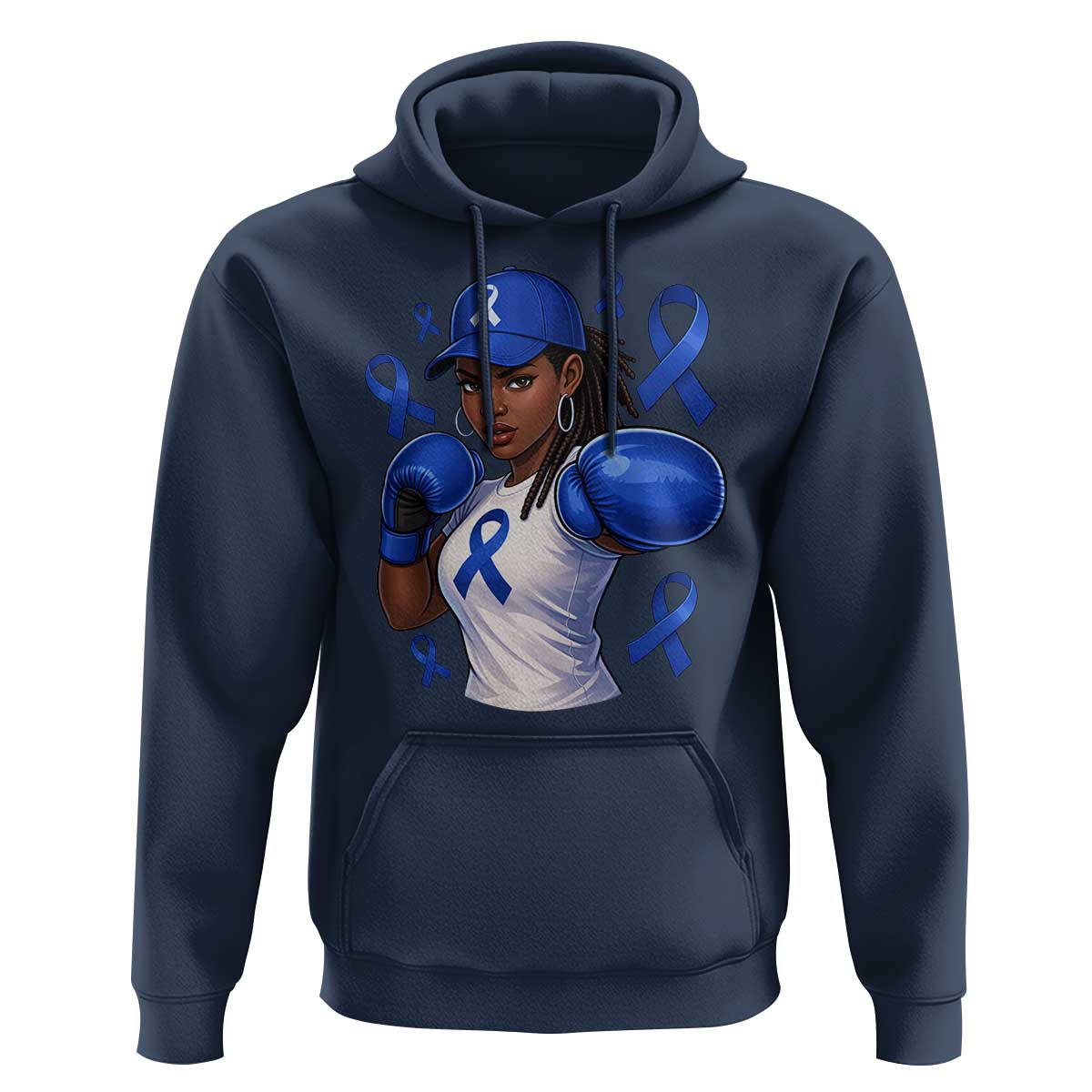 Black Women Fight Colon Cancer Blue Ribbon Hoodie African American Girls