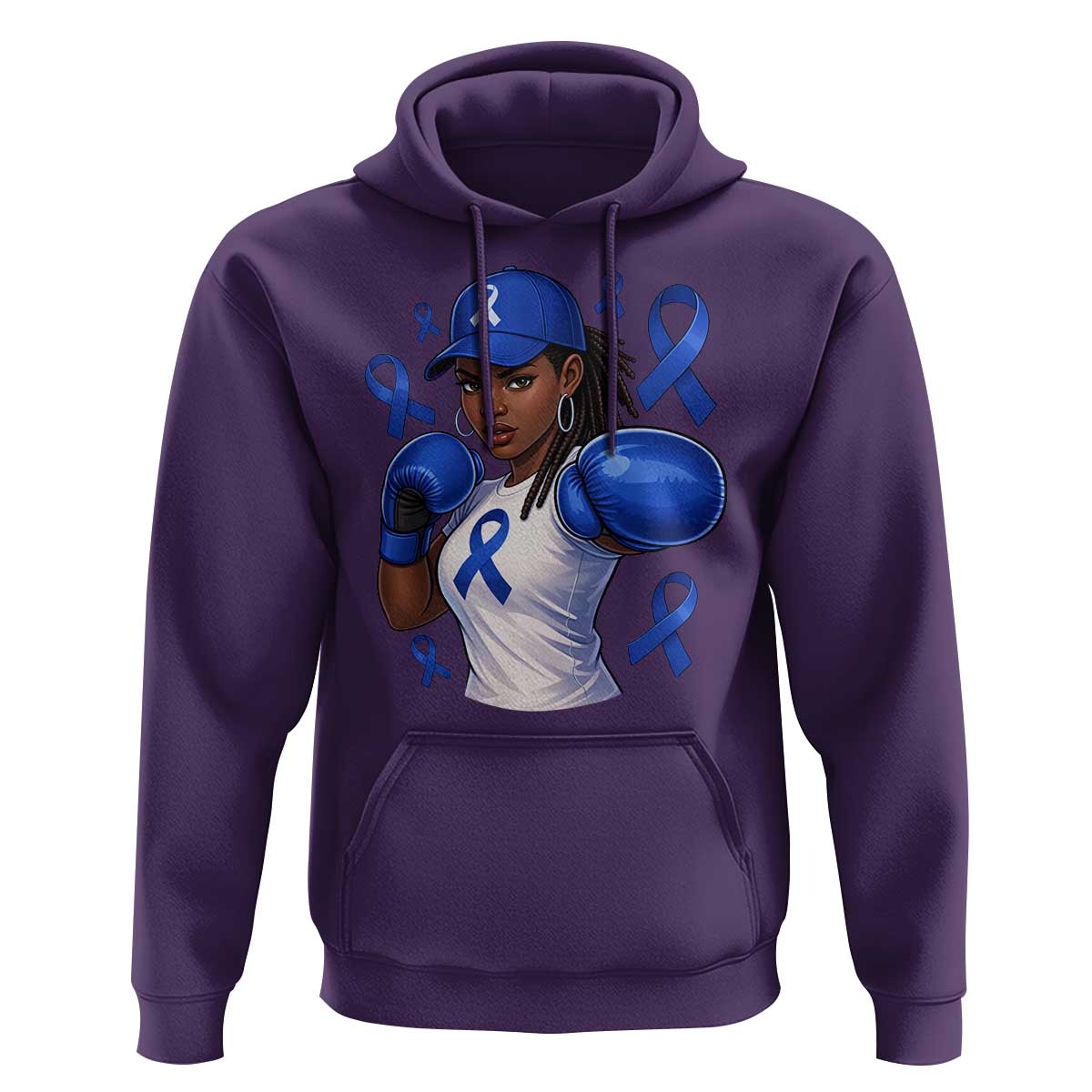 Black Women Fight Colon Cancer Blue Ribbon Hoodie African American Girls