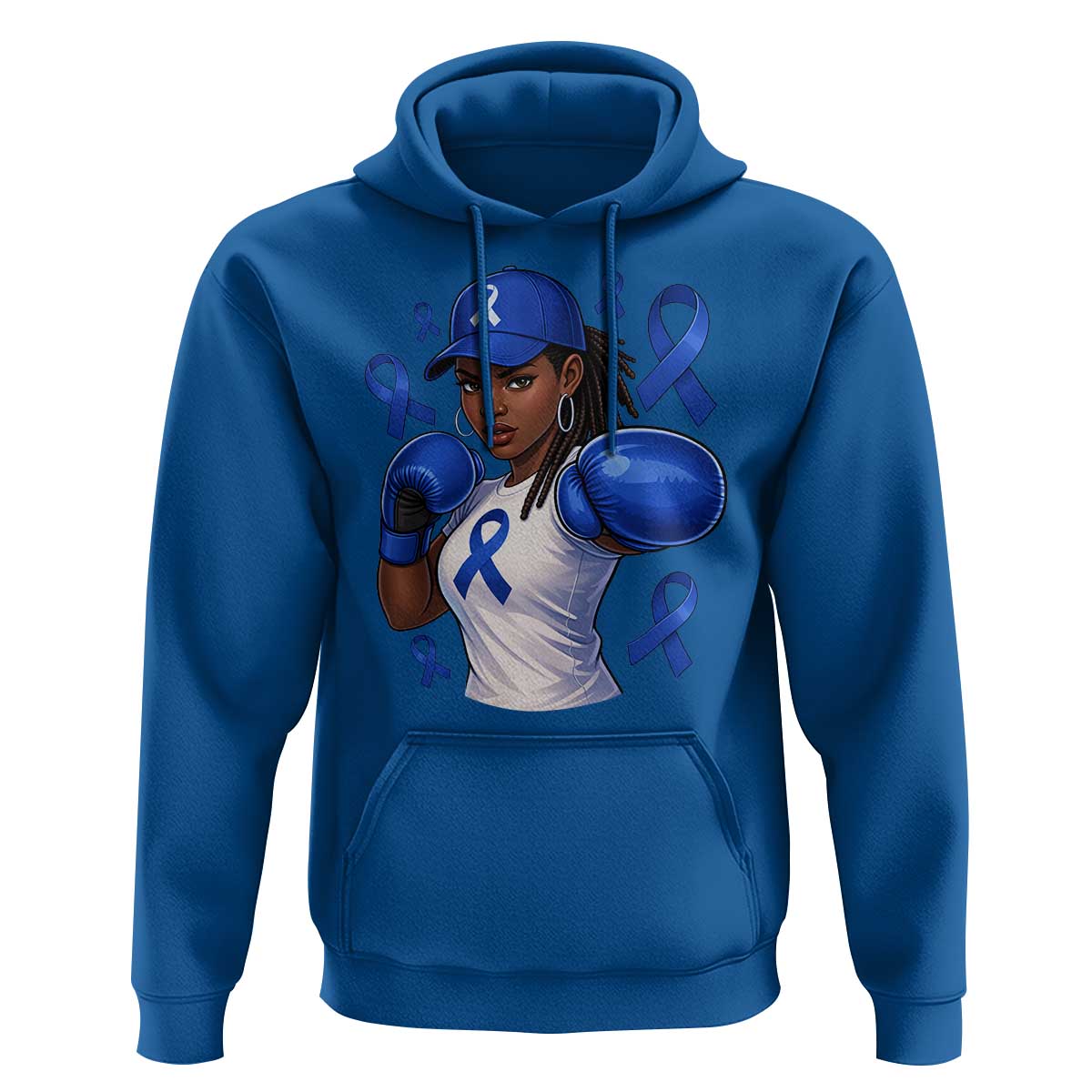 Black Women Fight Colon Cancer Blue Ribbon Hoodie African American Girls