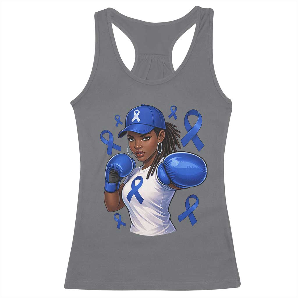 Black Women Fight Colon Cancer Blue Ribbon Racerback Tank Top African American Girls