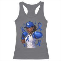 Black Women Fight Colon Cancer Blue Ribbon Racerback Tank Top African American Girls