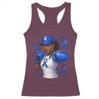 Black Women Fight Colon Cancer Blue Ribbon Racerback Tank Top African American Girls