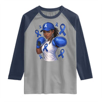 Black Women Fight Colon Cancer Blue Ribbon Raglan Shirt African American Girls