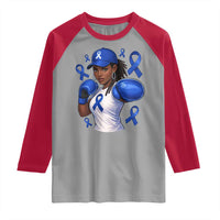 Black Women Fight Colon Cancer Blue Ribbon Raglan Shirt African American Girls