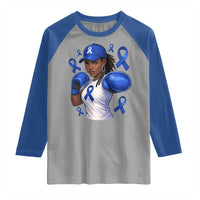 Black Women Fight Colon Cancer Blue Ribbon Raglan Shirt African American Girls