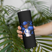 Black Women Fight Colon Cancer Blue Ribbon Skinny Tumbler African American Girls