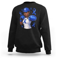 Black Women Fight Colon Cancer Blue Ribbon Sweatshirt African American Girls