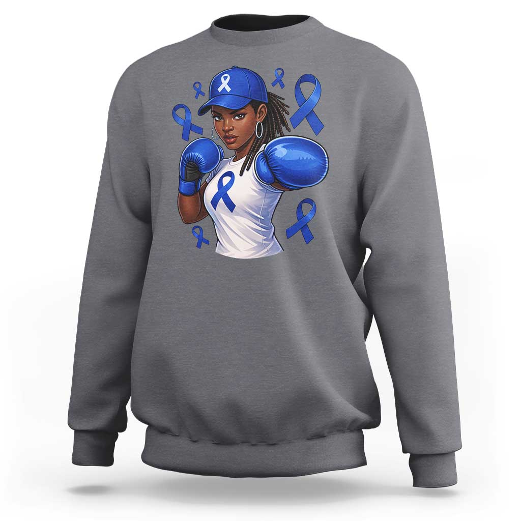 Black Women Fight Colon Cancer Blue Ribbon Sweatshirt African American Girls