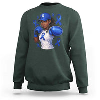 Black Women Fight Colon Cancer Blue Ribbon Sweatshirt African American Girls
