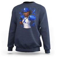 Black Women Fight Colon Cancer Blue Ribbon Sweatshirt African American Girls