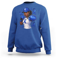 Black Women Fight Colon Cancer Blue Ribbon Sweatshirt African American Girls