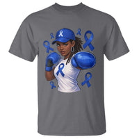 Black Women Fight Colon Cancer Blue Ribbon T Shirt African American Girls