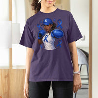 Black Women Fight Colon Cancer Blue Ribbon T Shirt For Women African American Girls