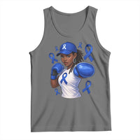 Black Women Fight Colon Cancer Blue Ribbon Tank Top African American Girls