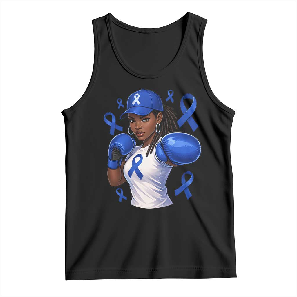 Black Women Fight Colon Cancer Blue Ribbon Tank Top African American Girls