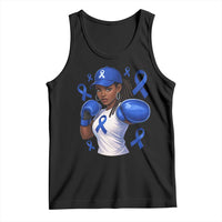 Black Women Fight Colon Cancer Blue Ribbon Tank Top African American Girls