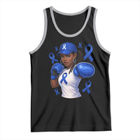 Black Women Fight Colon Cancer Blue Ribbon Tank Top African American Girls